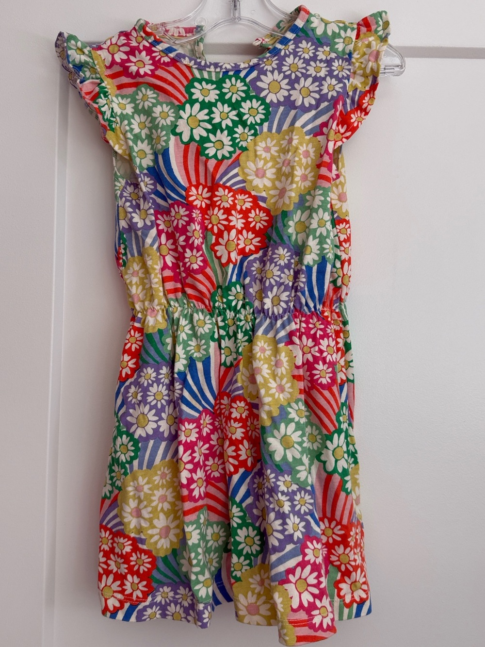 Mini Boden Multicolor Floral Ruffle-Sleeve Dress